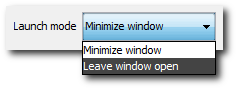 Launch mode combobox Launch mode combobox