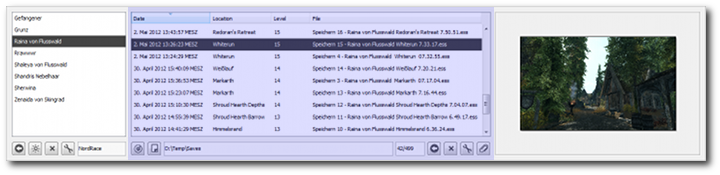 Savegame table Savegame table